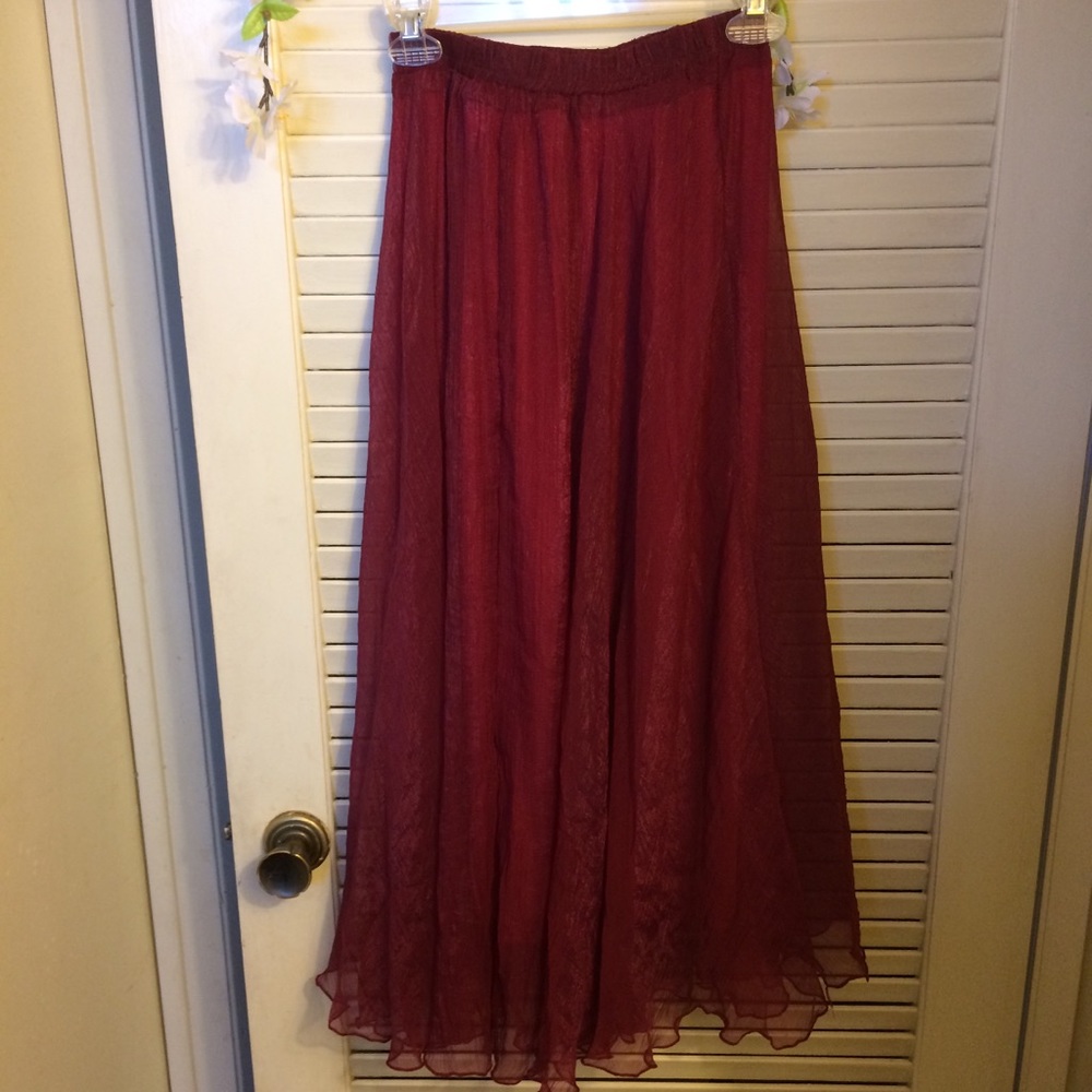 Unbranded- Chiffon-Type & Nylon Long Red Skirt